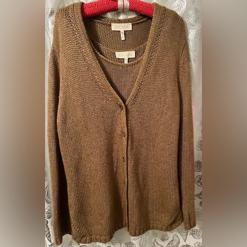Escada Tan Women's Cardigan Sweater